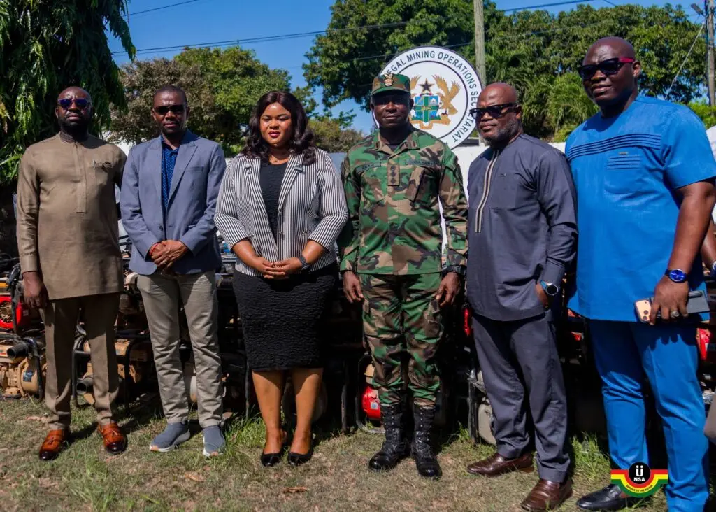 NAIMOS hands over 100 seized galamsey pumping machines to NSA for agriculture project