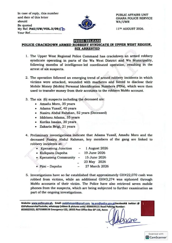 Five arrested over alleged MoMo robbery syndicate in Upper West Five arrested over alleged MoMo robbery syndicate in Upper West