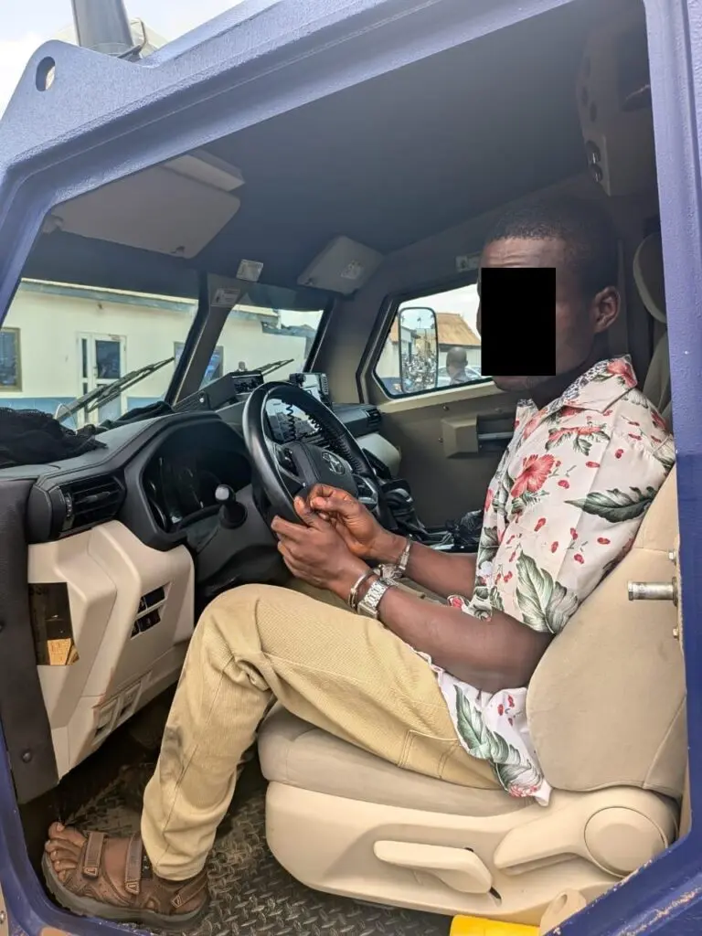 26-year-old man in police grips for allegedly stealing a police armoured vehicle 26-year-old man in police grips for allegedly stealing a police armoured vehicle