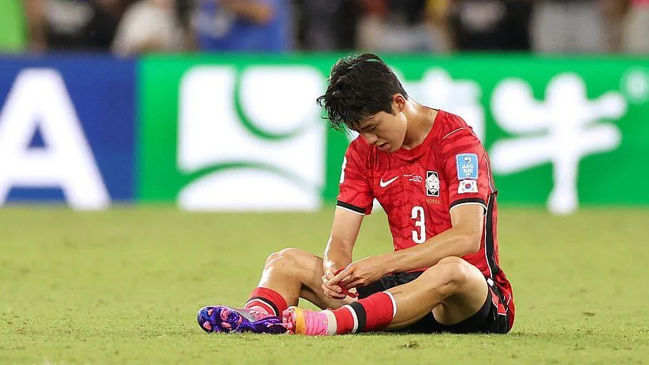Lee Gi-hyuk reacts after his team lost the 2026 World Cup Group A football match between South Africa and South Korea at the Monterrey Stadium