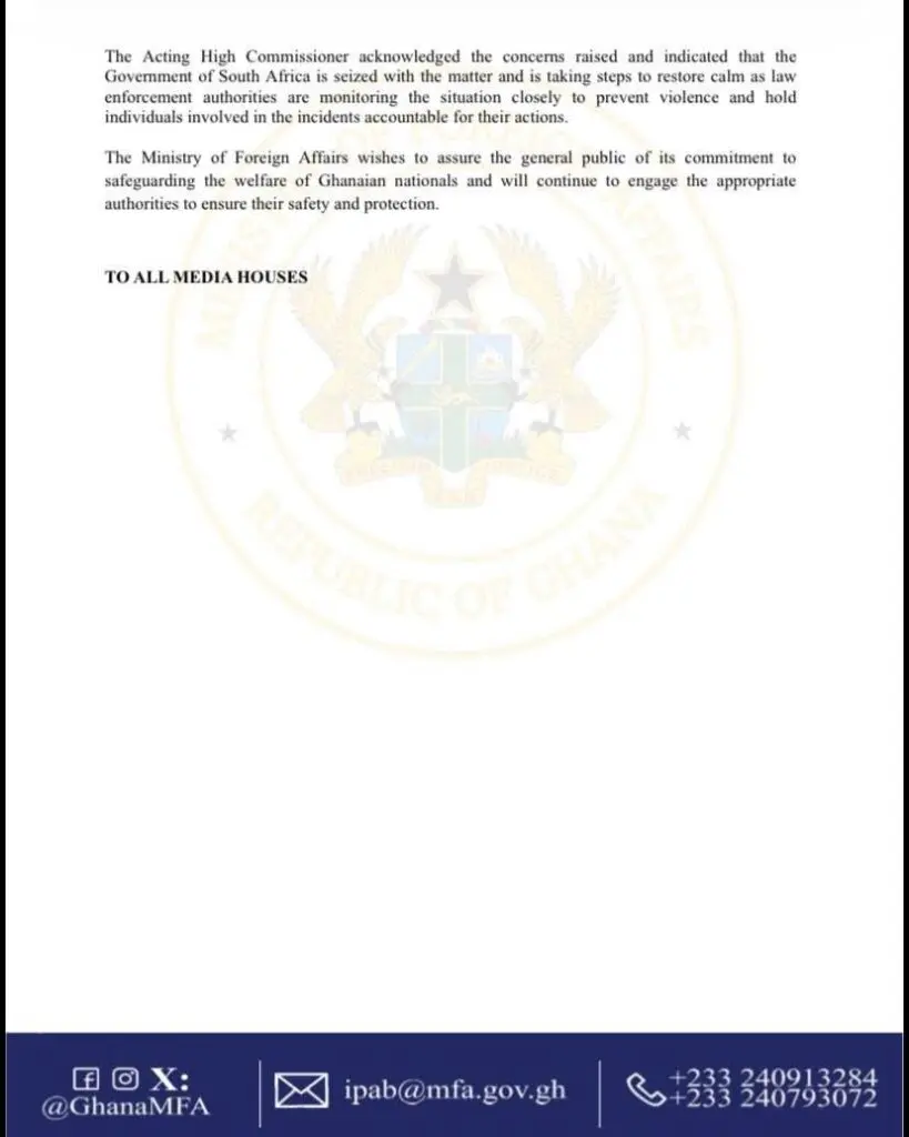 Ghana summons South African envoy over reported xenophobic attacks