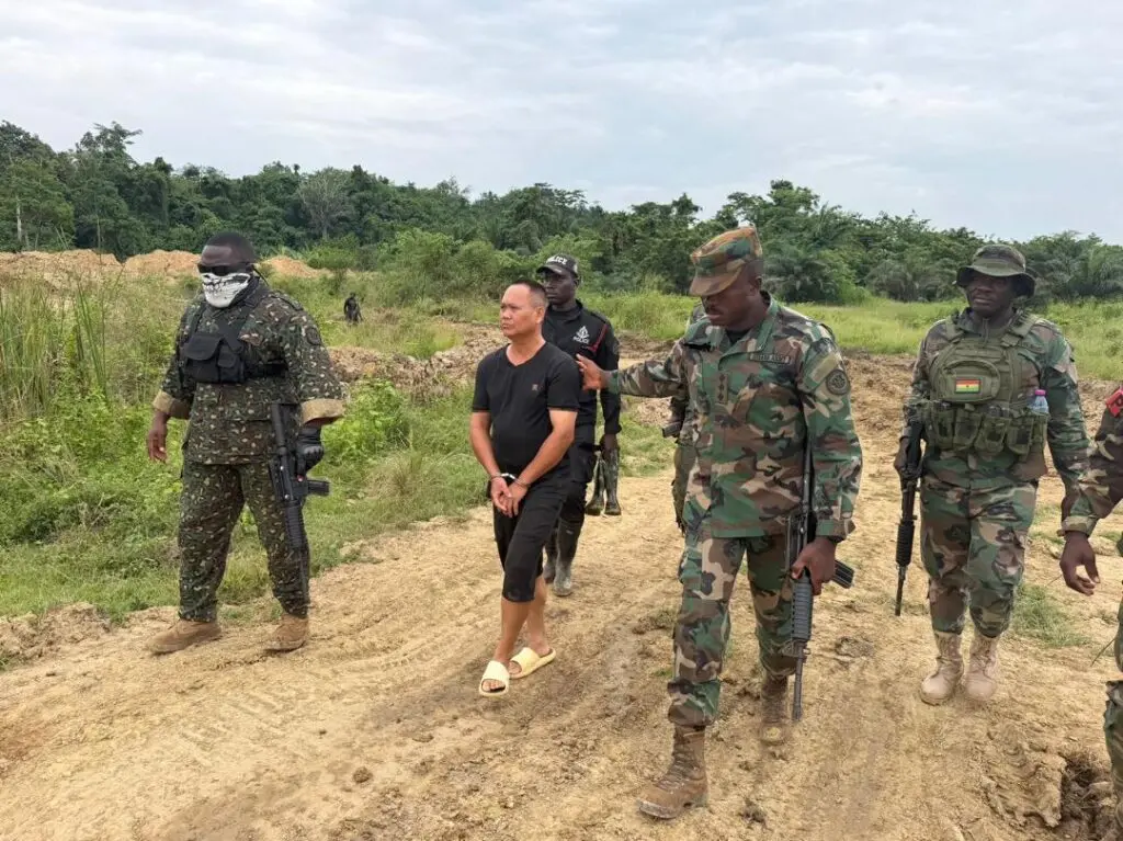 NAIMOS arrests 6 Chinese nationals in armed galamsey operation on Nyaase River