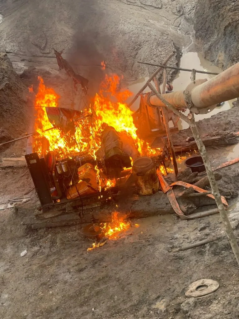 NAIMOS disables six excavators and seizes firearms in anti-galamsey raid at Ahwiren