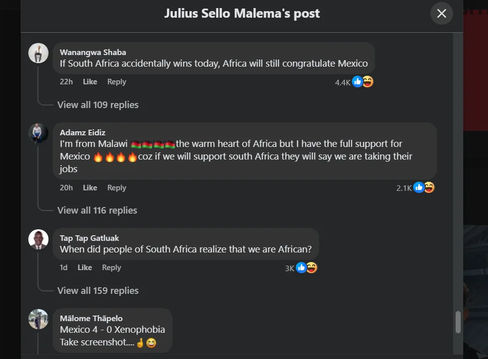World Cup 2026: Julius Malema 'jumped' in attempt to rally Africa behind Bafana Bafana