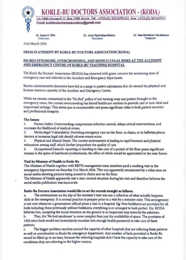 Korle-Bu accident and emergency centre under strain as doctors warn of legal and safety risks Korle-Bu accident and emergency centre under strain as doctors warn of legal and safety risks