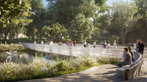 CABINET OFFICE A toughened glass balustrade for the bridge in St James's Park