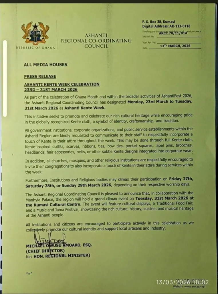 Ashanti Region declares ‘Kente Week’ to celebrate cultural heritage