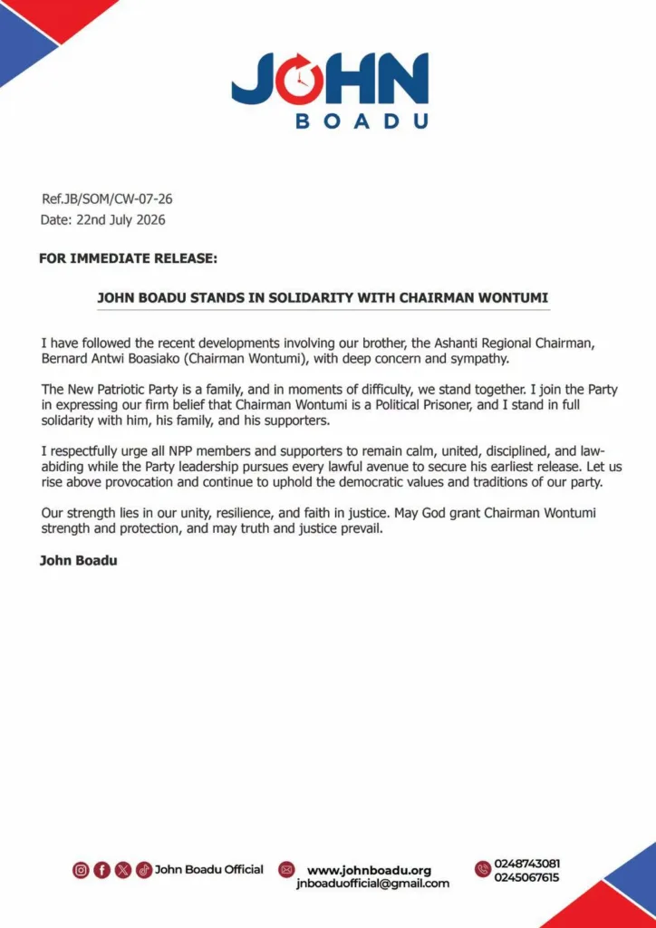 John Boadu backs Wontumi, urges party supporters to remain calm after conviction