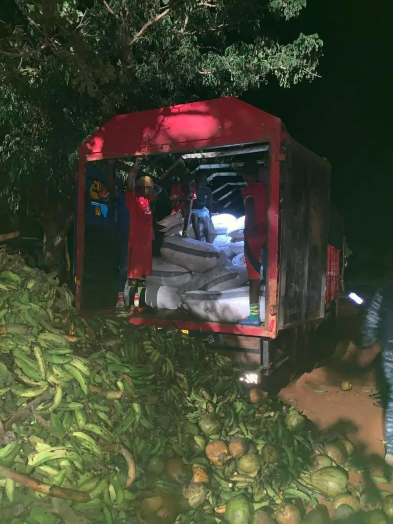Four arrested for concealing 118 bags of cocoa in truck carrying plantains