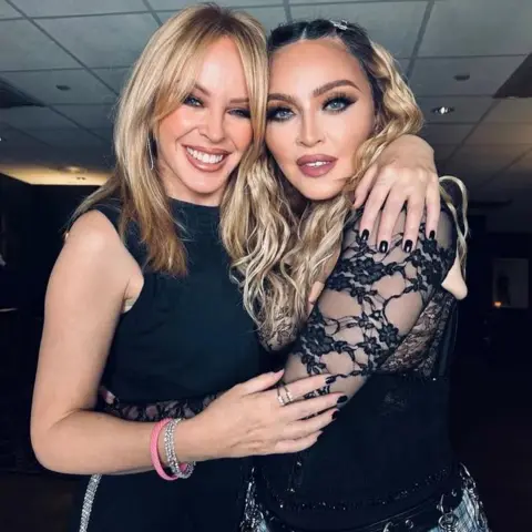 Madonna was 'jealous of Kylie' - and more things we learned in her Graham Norton interview Ricardo Gomes Kylie and Madonna pose backstage at the star's Celebration tour