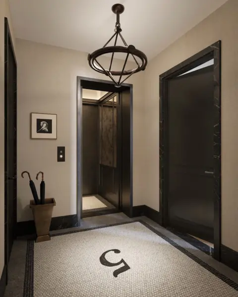 Would you pay $58.5m to live in this iconic New York building? Visualisation One View of hallway entry into a residence, with tiled mosaic on the floor