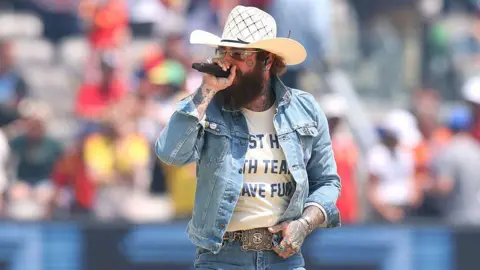 FIFA via Getty Images Post Malone performs during the closing ceremony before the FIFA World Cup 2026 Final match between Spain and Argentina at New York New Jersey Stadium