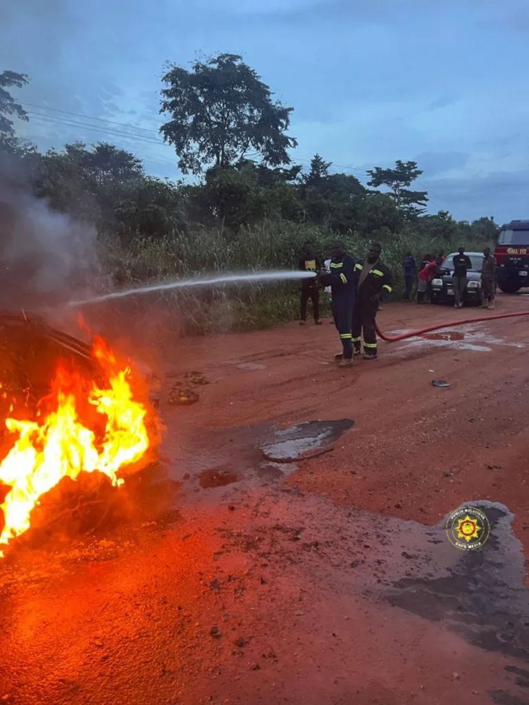 Taxi destroyed in fire outbreak at Frimpongso