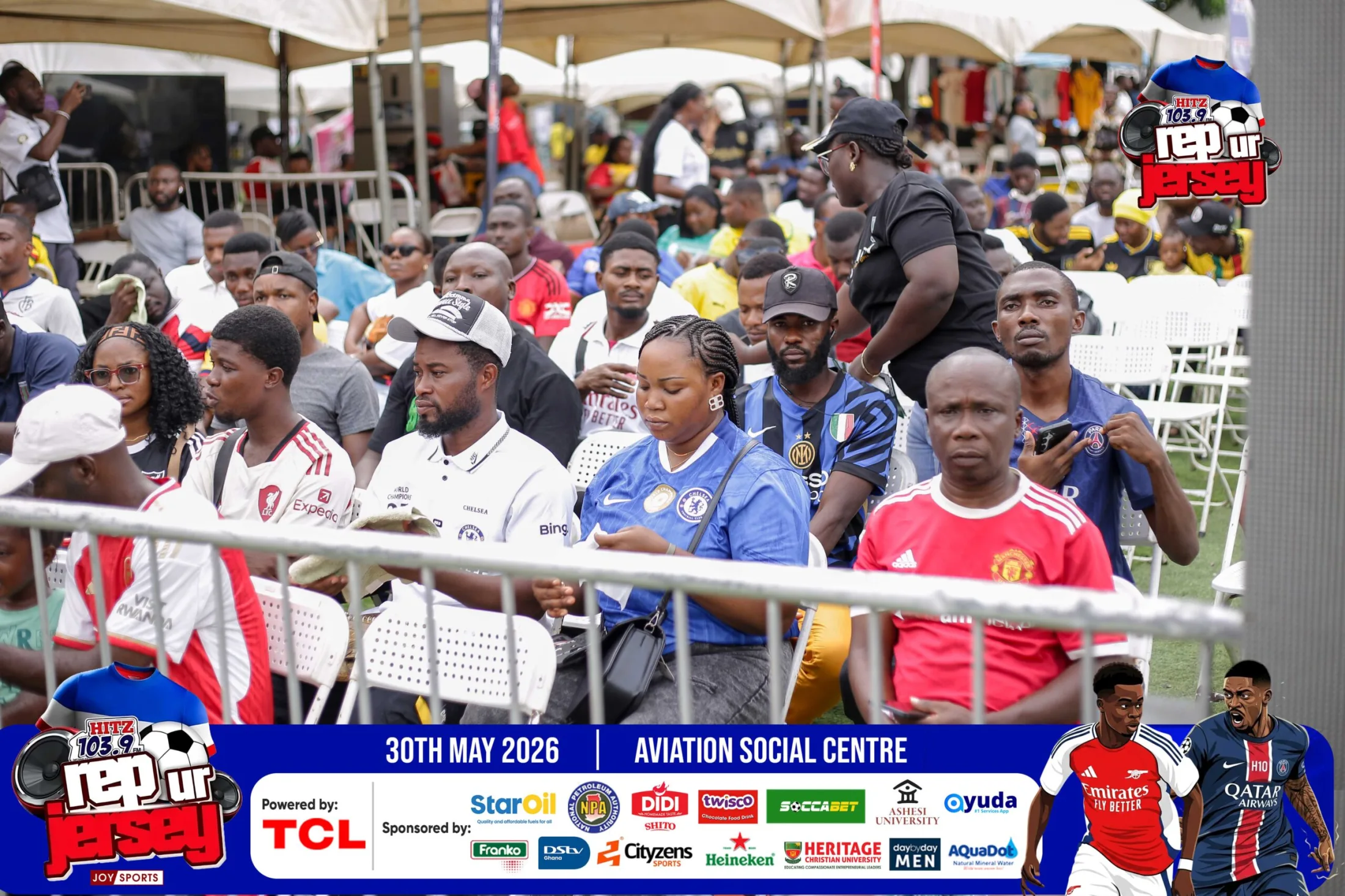 Fans flood Aviation Social Centre for Hitz FM’s Rep Ur Jersey ahead of Champions League final