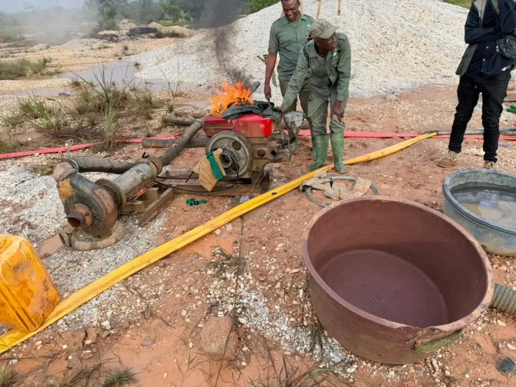 10 arrested as anti-galamsey taskforce seizes excavator, changfang machines in Oda River Forest Reserve raid