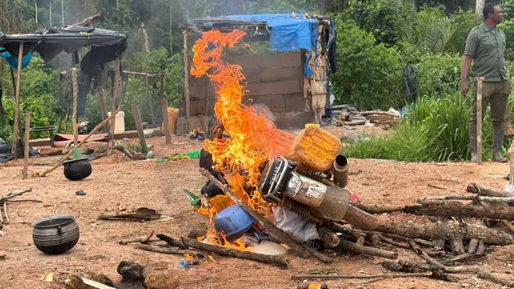 10 arrested as anti-galamsey taskforce seizes excavator, changfang machines in Oda River Forest Reserve raid