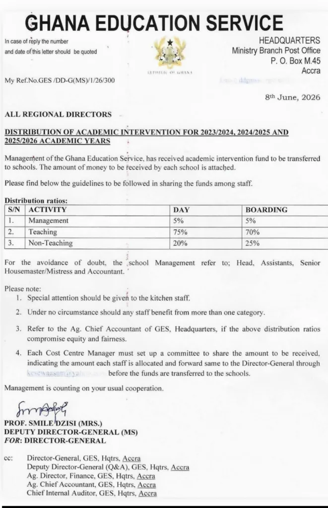 GES releases Academic Intervention Fund for schools