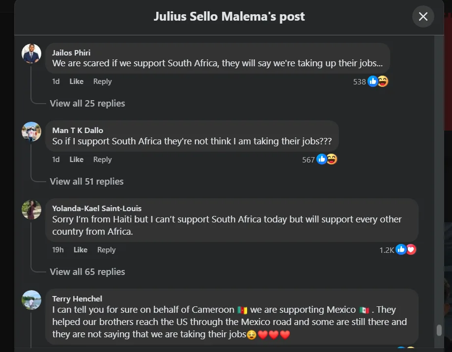 World Cup 2026: Julius Malema 'jumped' in attempt to rally Africa behind Bafana Bafana