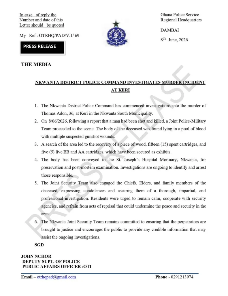 Police launch investigation into killing of 36-year-old man in Nkwanta South