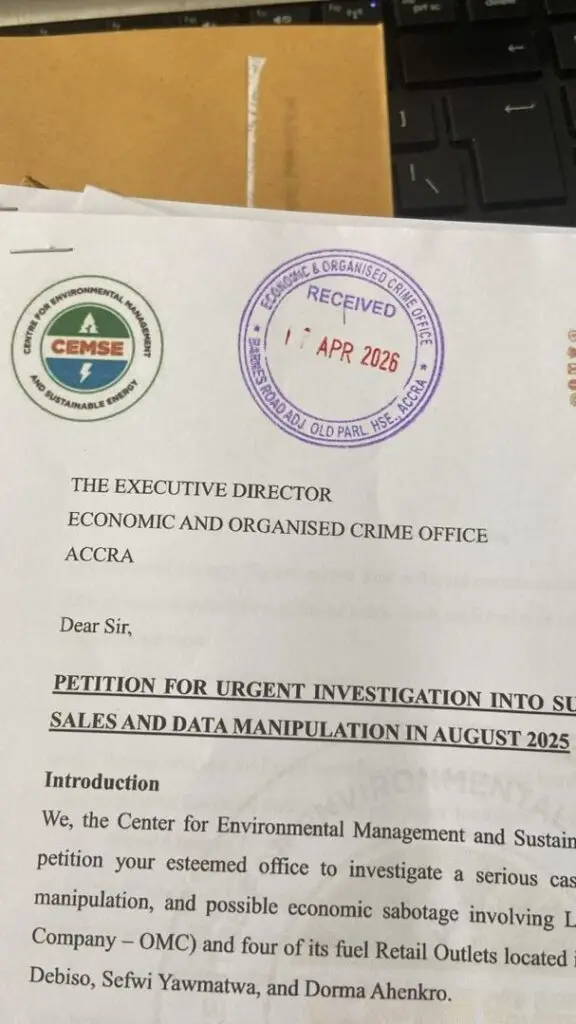 CEMSE petitions EOCO over suspected illegal fuel sales and GH¢2.5m loss