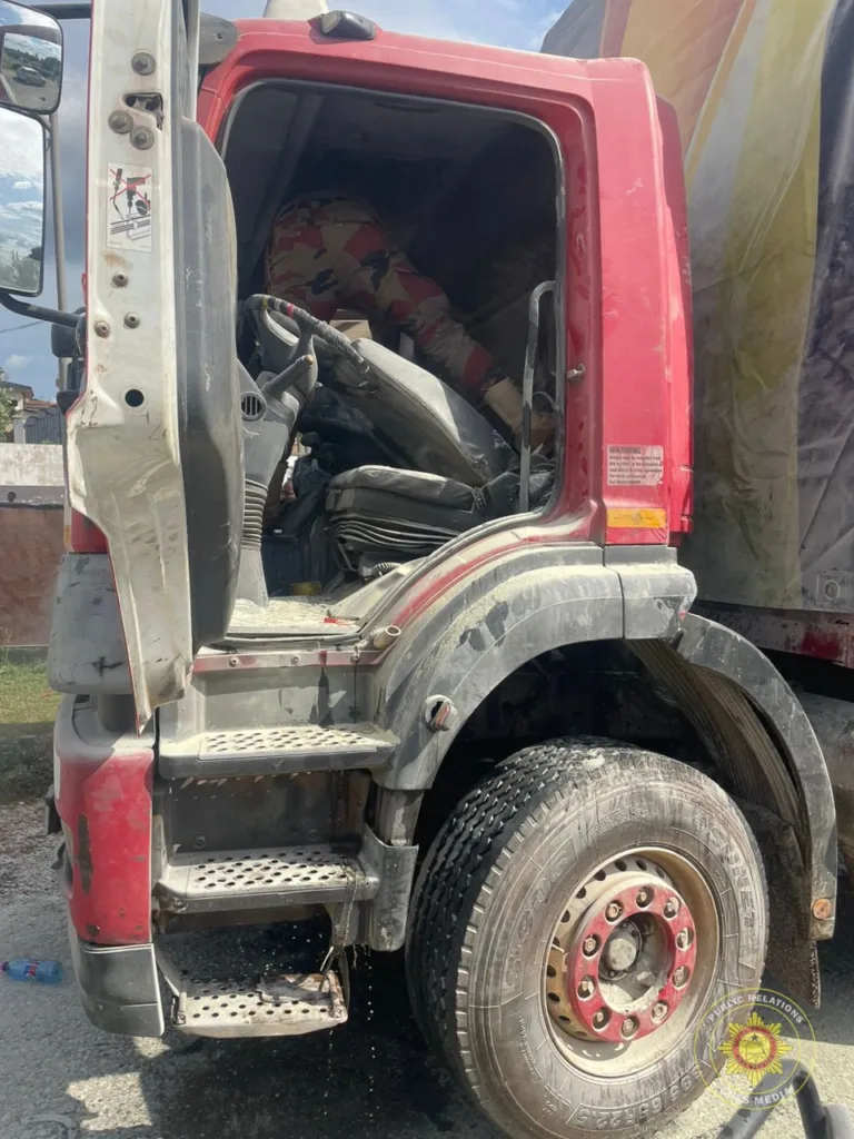 Fire destroys part of cargo truck near Konongo fuel station