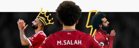 Ice baths, almond milk, meditation and a 'house like a hospital': The secrets of Salah's success Getty Images A stylised composite image shows Mohamed Salah, from behind, in a short-sleeved red Liverpool jersey with "M Salah" on it, applauding, in left profile, with a crown drawn on his head in gold lines, and, in right profile, celebrating a goal with an eyes-closed yoga pose.