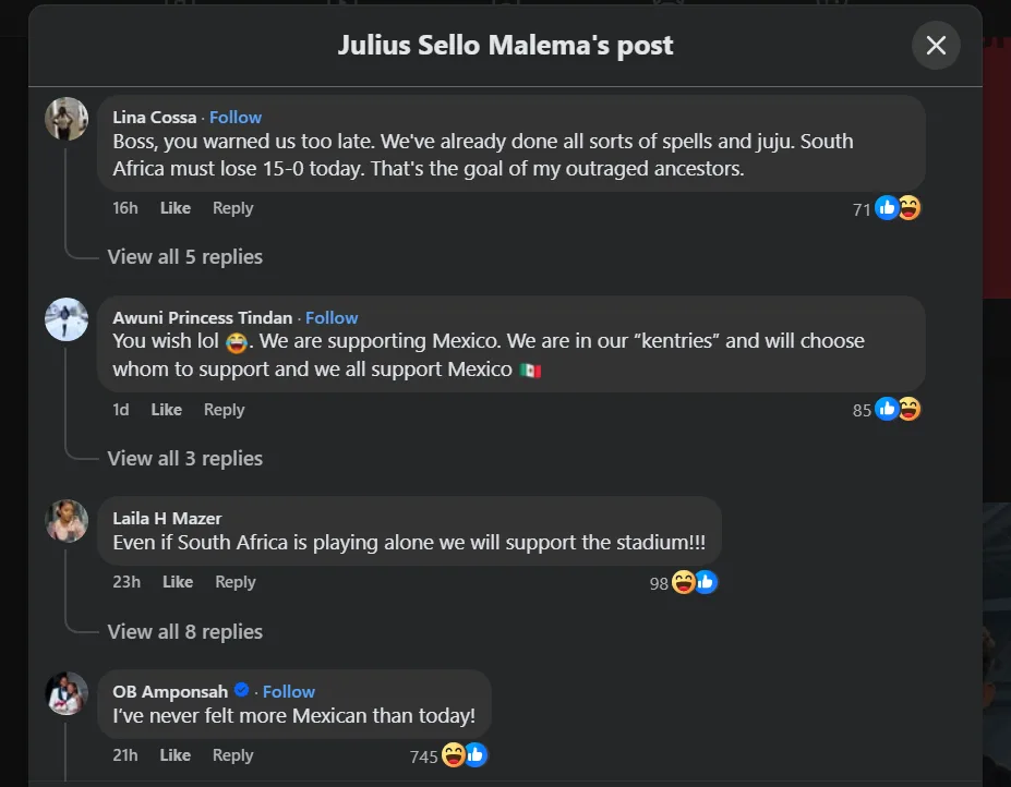 World Cup 2026: Julius Malema 'jumped' in attempt to rally Africa behind Bafana Bafana
