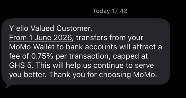 MTN introduces 0.75% charges on MoMo-to-bank transfers from June 1