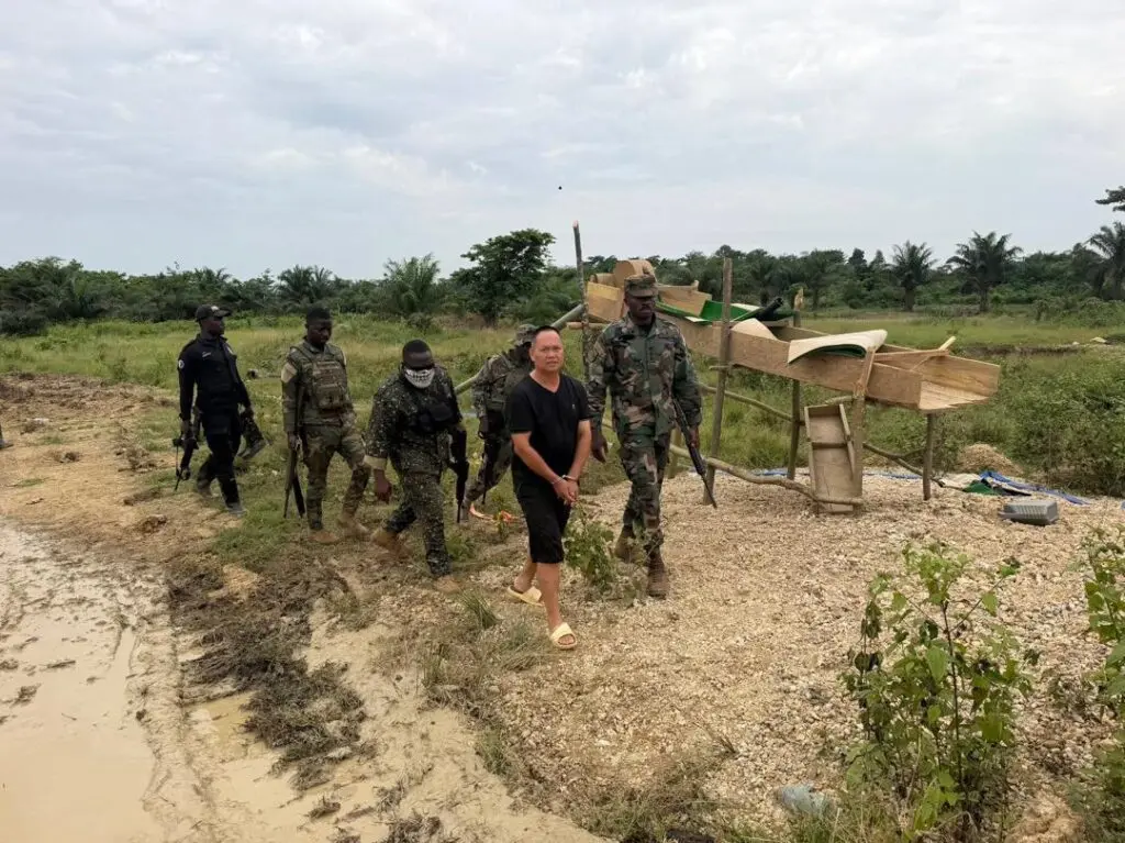 NAIMOS arrests 6 Chinese nationals in armed galamsey operation on Nyaase River