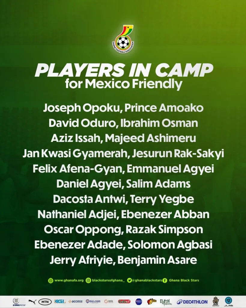2026 World Cup: Rak-Sakyi, Prince Amoako among Black Stars players in camp for Mexico friendly 2026 World Cup: Rak-Sakyi, Prince Amoako among Black Stars players in camp for Mexico friendly