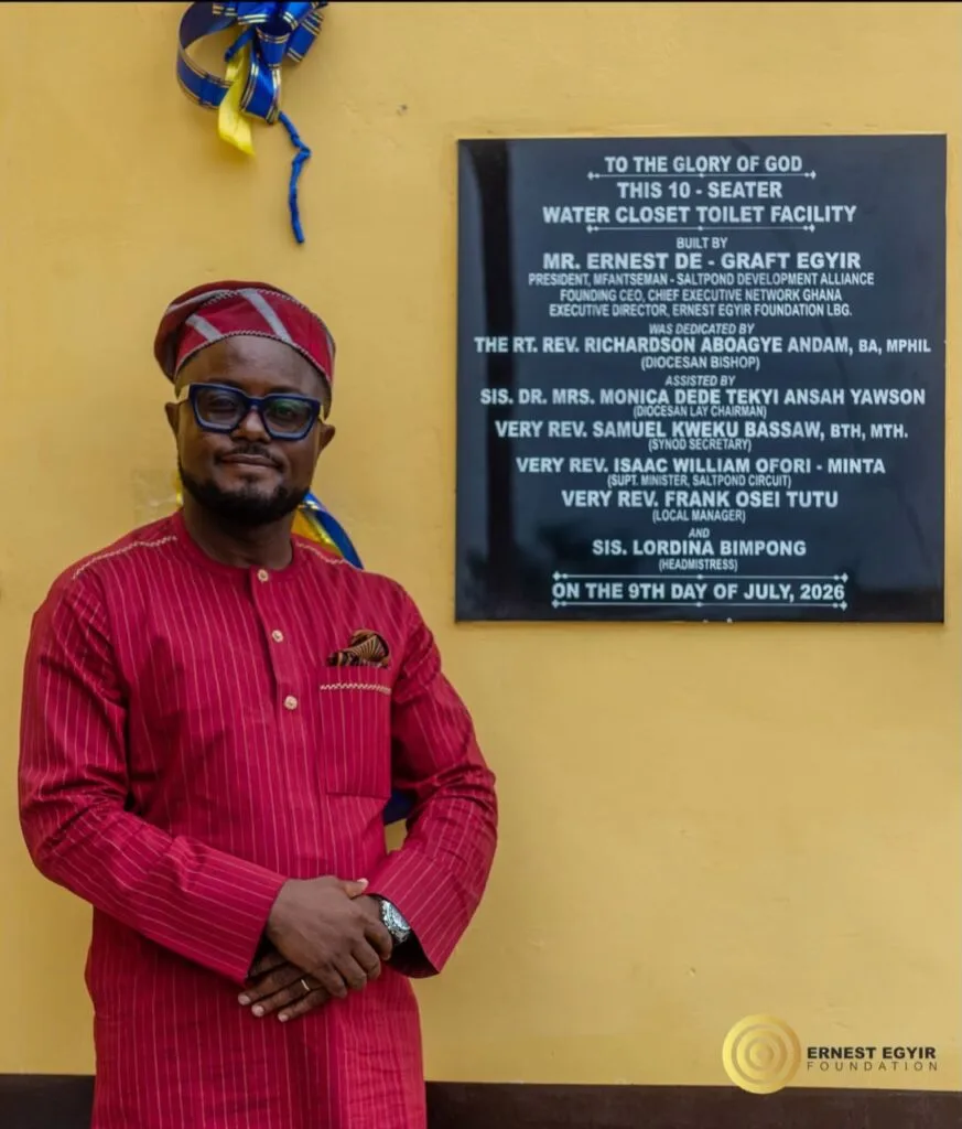 Saltpond Methodist A Basic School receives 10-seater toilet facility from alumnus