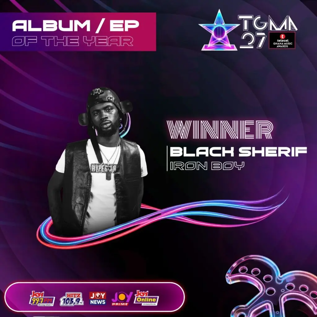 Black Sherif bags Album of the Year at 27th TGMAs as 'Iron Boy' reigns supreme