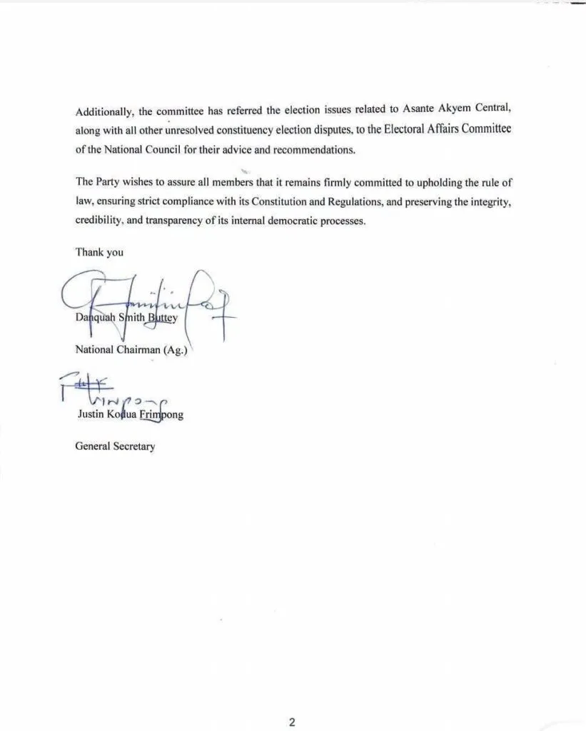 NPP annuls constituency executive elections in Bantama, Afigya Sekyere East and Adansi Asokwa