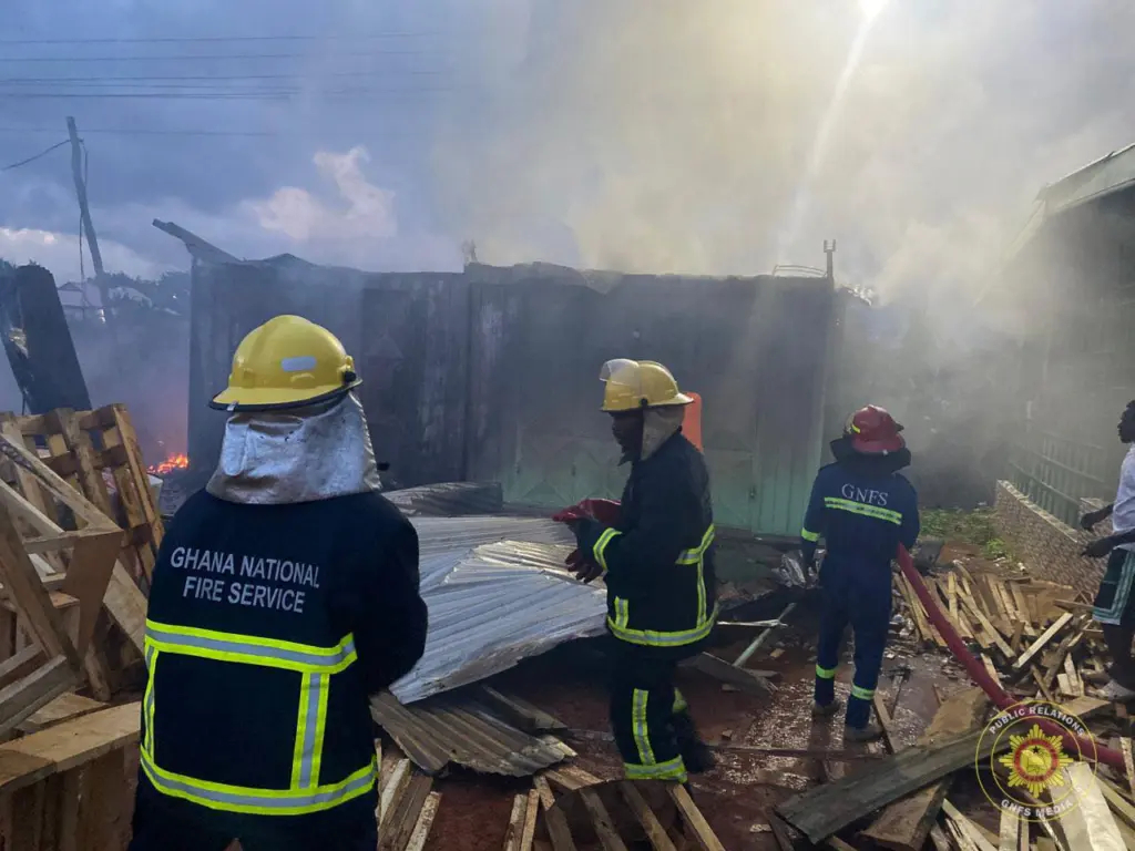 Fire destroys two containers , goods at Mankessim