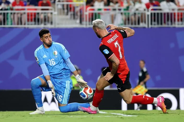 KANSAS CITY, MISSOURI - JUNE 27: Marko Arnautovic #7 of Austria scores his team's first goal during the FIFA World Cup 2026 Group J match between Algeria and Austria at Kansas City Stadium on June 27, 2026 in Kansas City, Missouri. (Photo by Maja Hitij - FIFA/FIFA via Getty Images)
