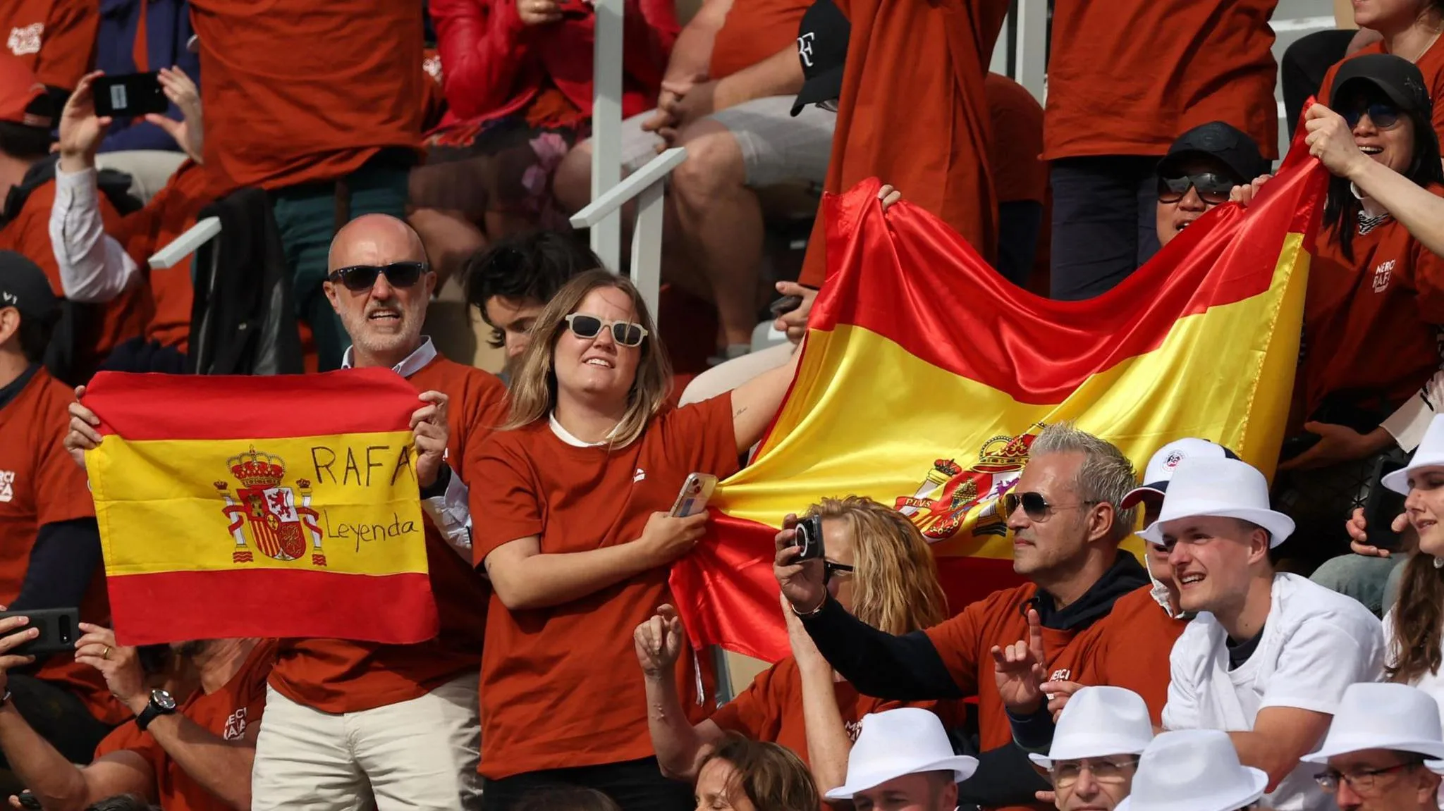 Spanish fans celebrate at the French Open