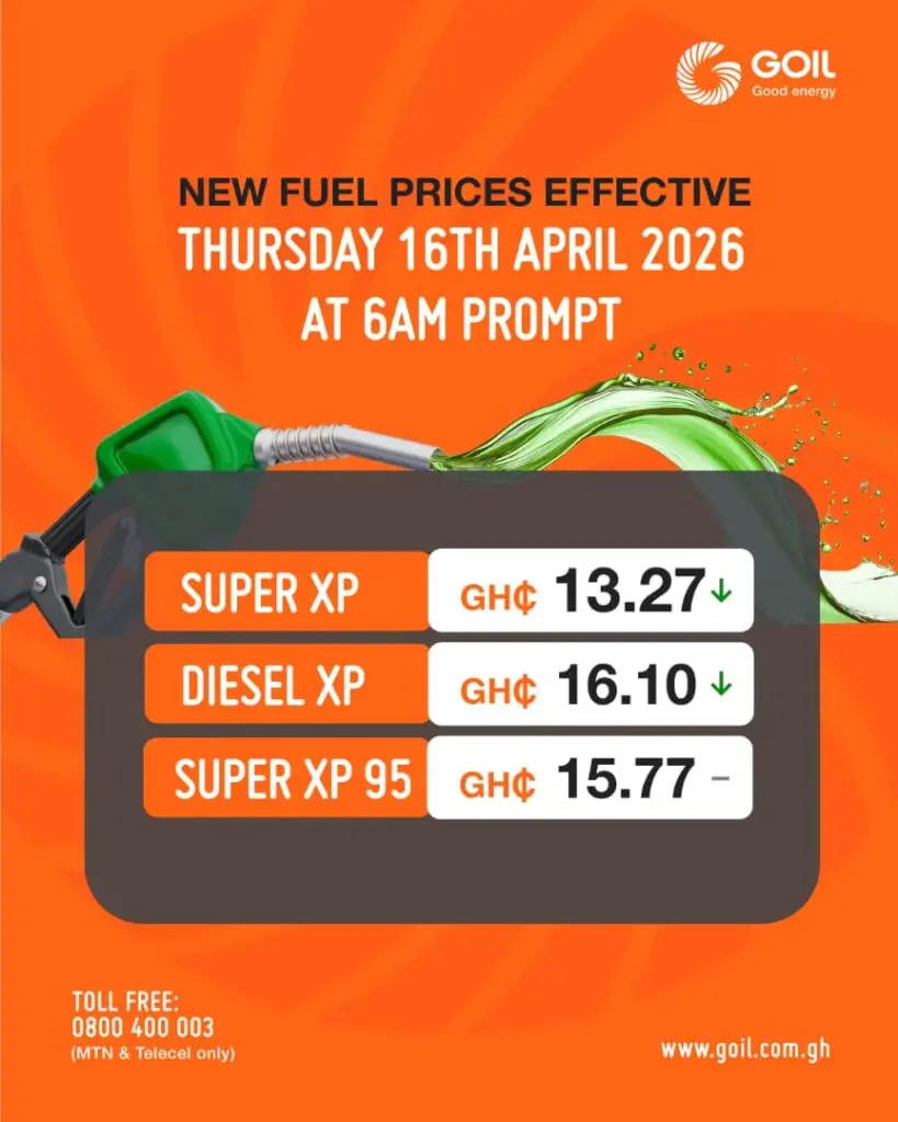 GOIL slashes fuel prices at pumps; petrol selling at GH¢13.27, diesel now GH¢16.10 GOIL slashes fuel prices at pumps; petrol selling at GH¢13.27, diesel now GH¢16.10