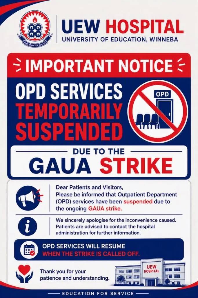 UEW Hospital suspends OPD services over GAUA strike