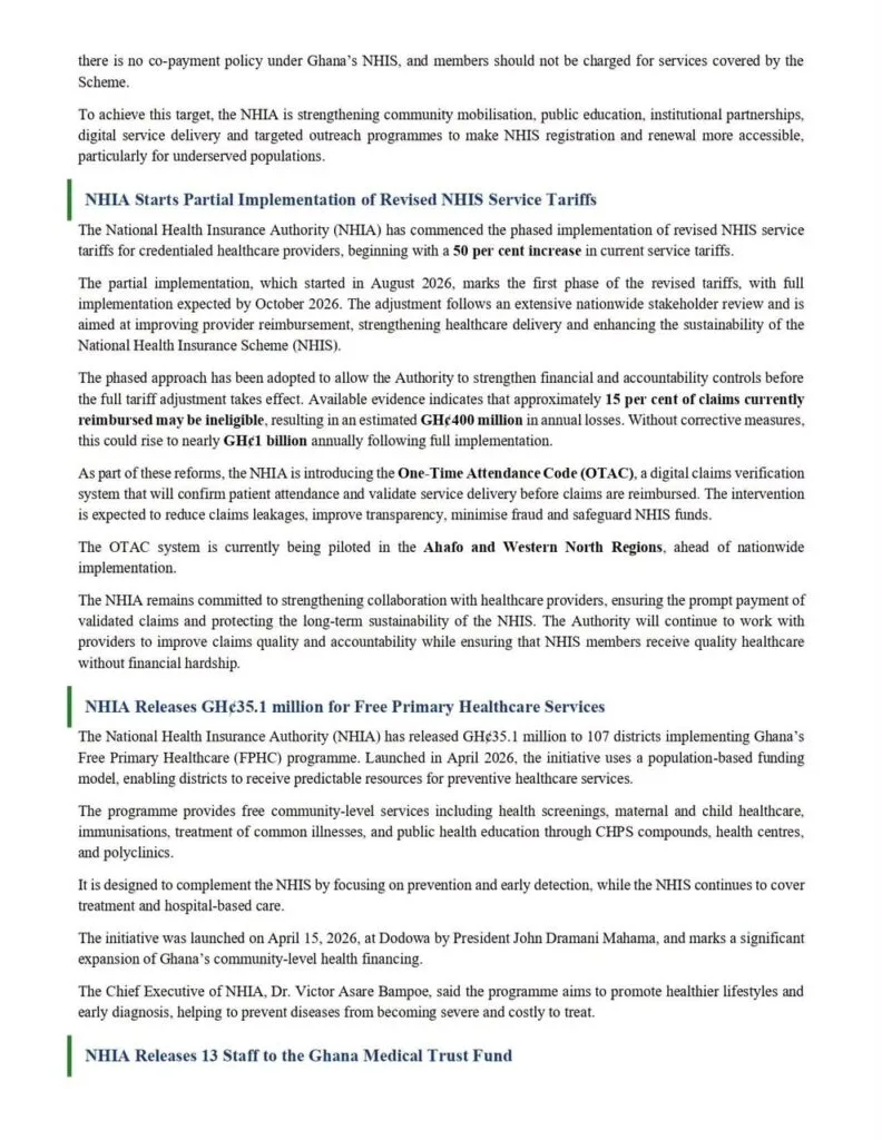 NHIA begins 50% NHIS tariff increase, introduces digital claims verification