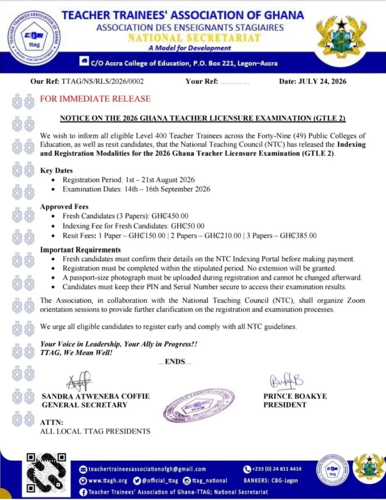 NTC releases registration modalities for 2026 GTLE 2