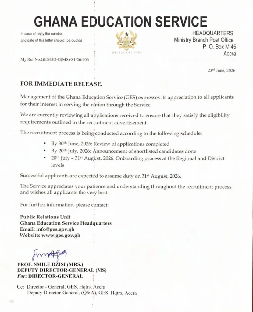 GES to announce shortlisted recruitment candidates by July 20
