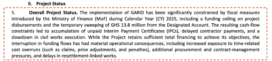 World Bank says Finance Ministry fiscal controls delayed GARID project