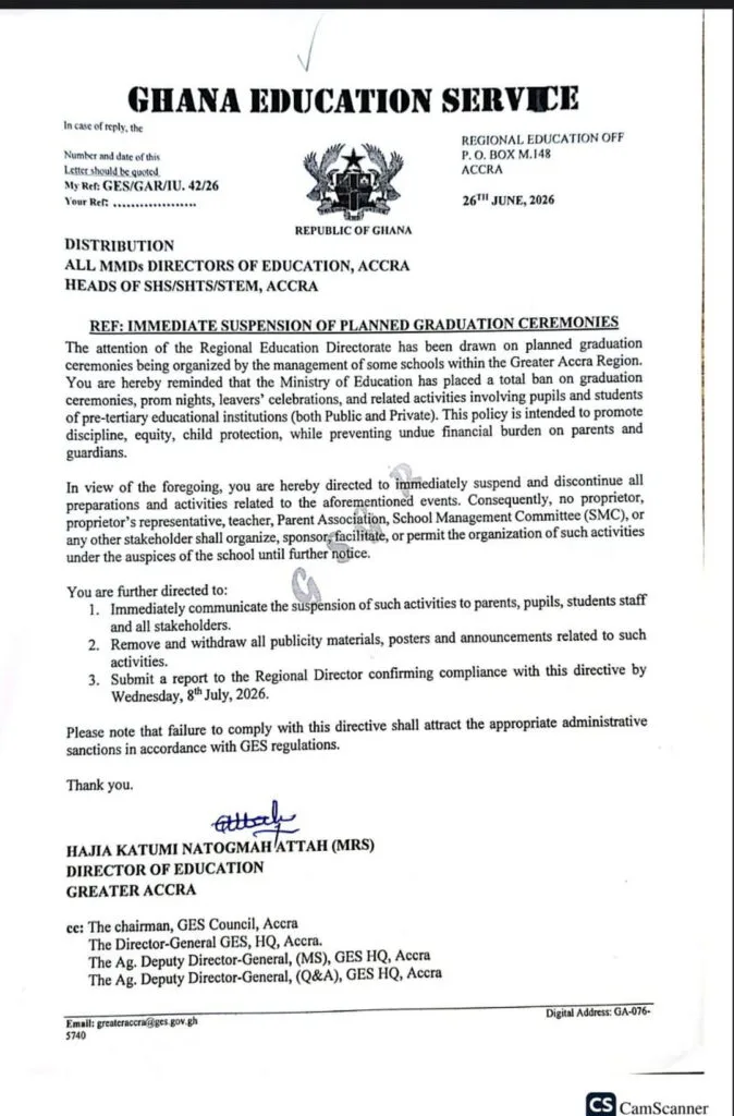 Storm gathering among private schools over GES’ ban on graduation ceremonies