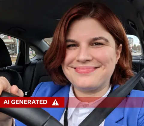 Outcry as Meta lets users make AI images from public Instagram profile pics Meta An AI-altered image generated using Muse Image showing Laura Cress in a blue jacket and white shirt driving a car.