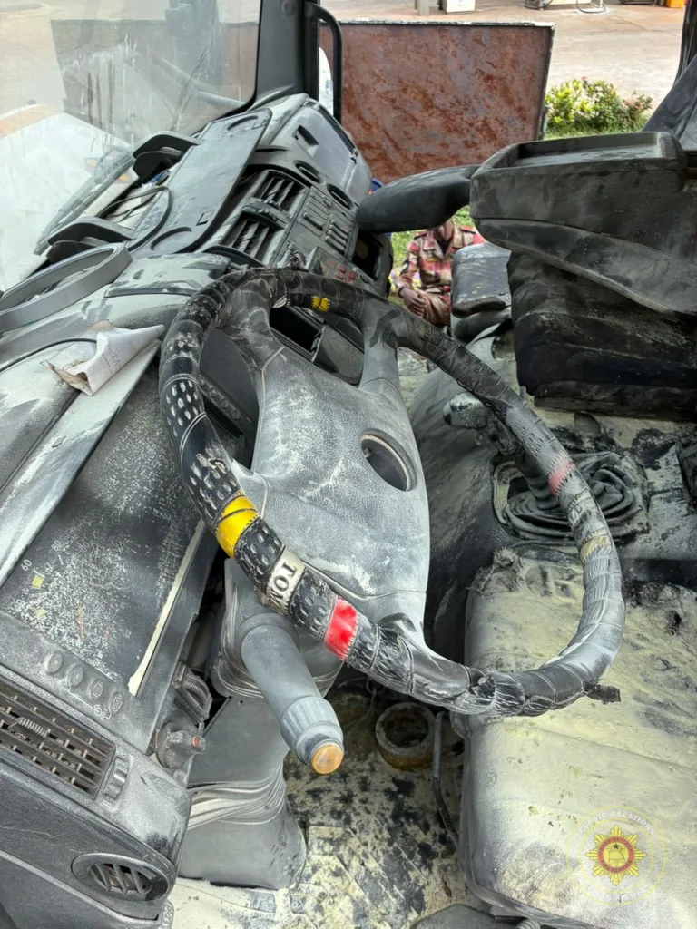 Fire destroys part of cargo truck near Konongo fuel station