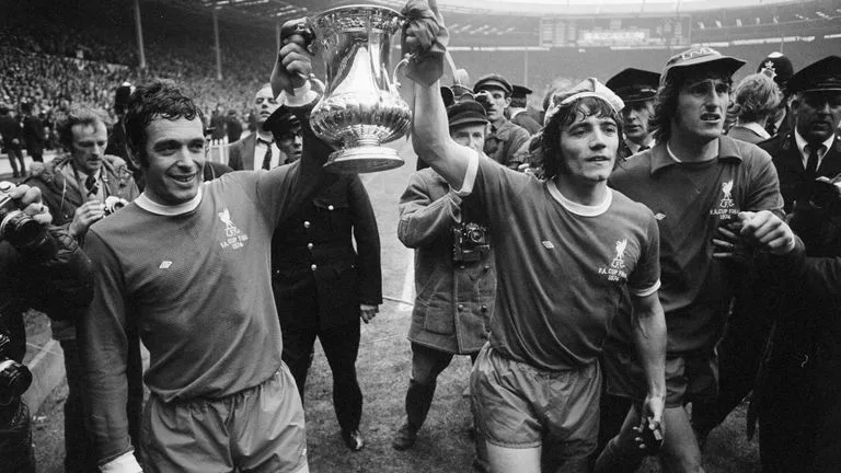 Liverpool's Ian Callaghan, Kevin Keegan and Ray Clemence parade the FA Cup