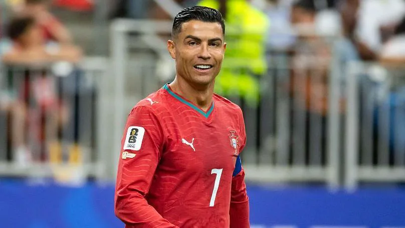 Cristiano Ronaldo in a red Portugal kit
