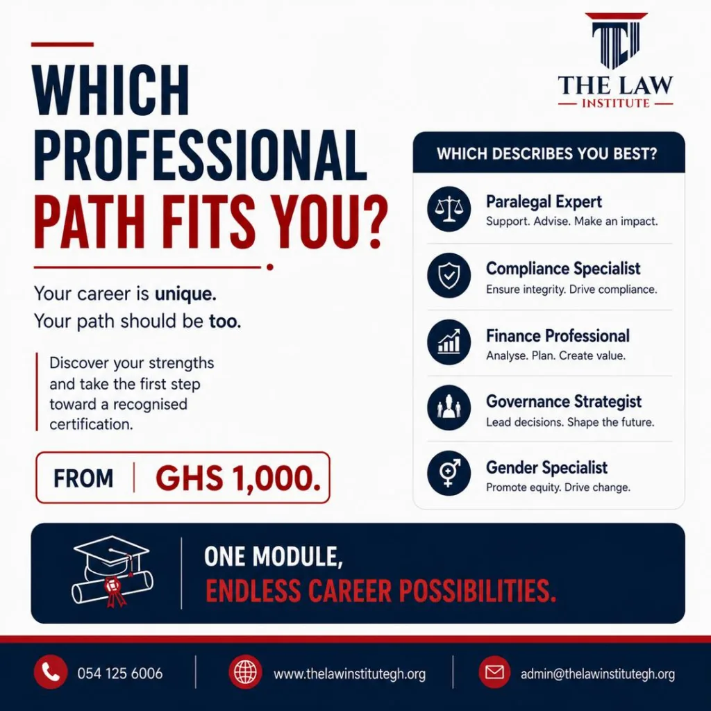 The Law Institute rebrands as Ghana’s hub for legal and compliance training The Law Institute rebrands as Ghana’s hub for legal and compliance training