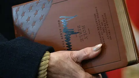 Getty Images The President Donald J Trump embossed Bible, signed and embossed