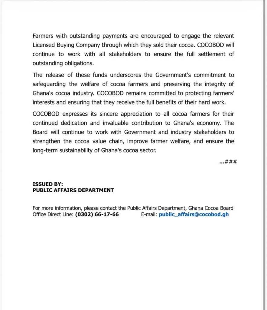 GH¢34.5bn paid out in cocoa purchases as COCOBOD injects more cash GH¢34.5bn paid out in cocoa purchases as COCOBOD injects more cash